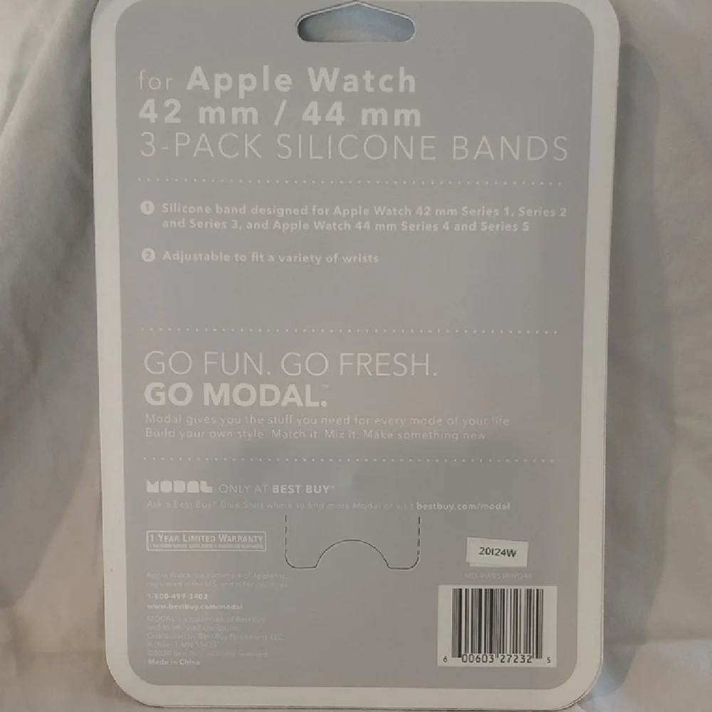 Modal Silicone Bands for Apple Watch - White, Green, and Red